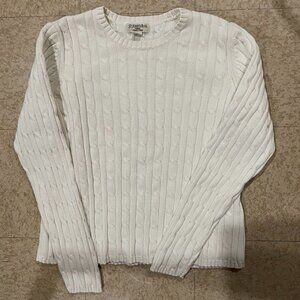 Cable knit Petite XS  women's sweater (white)